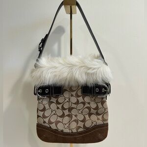 Coach fur shoulder bag NWOT